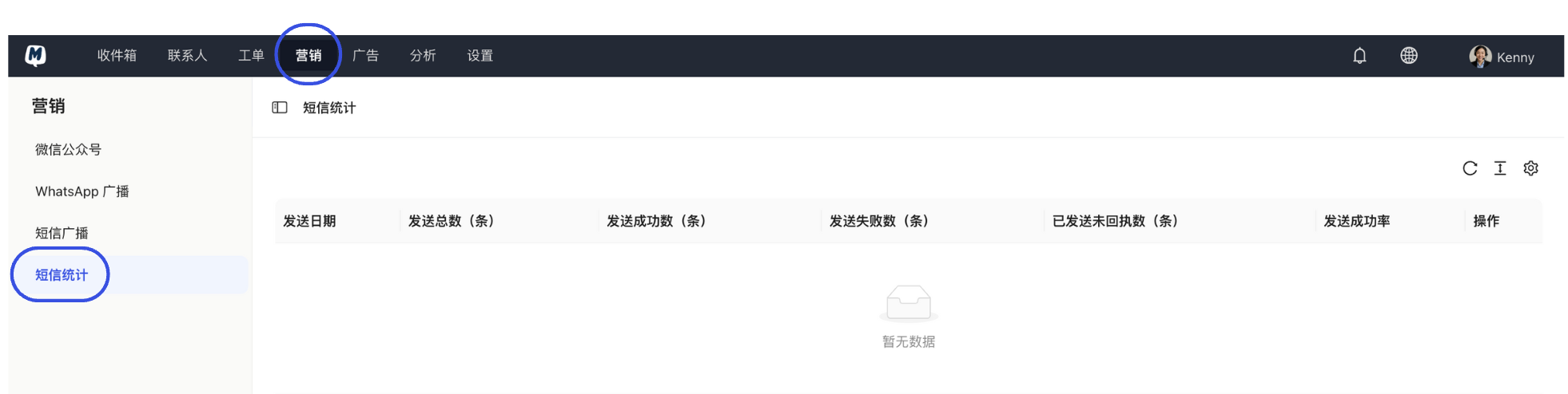 Enter SMS Statistics
