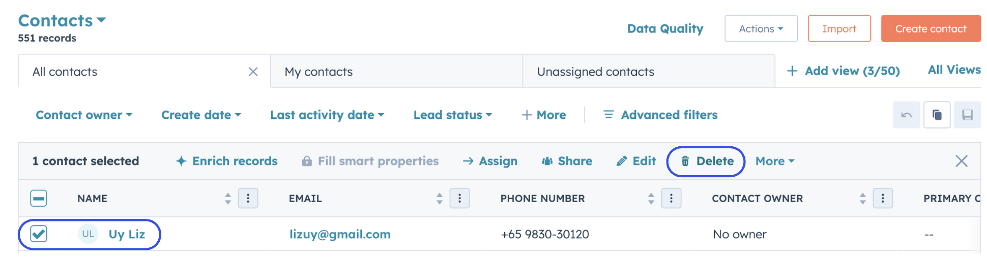 HubSpot 删除操作