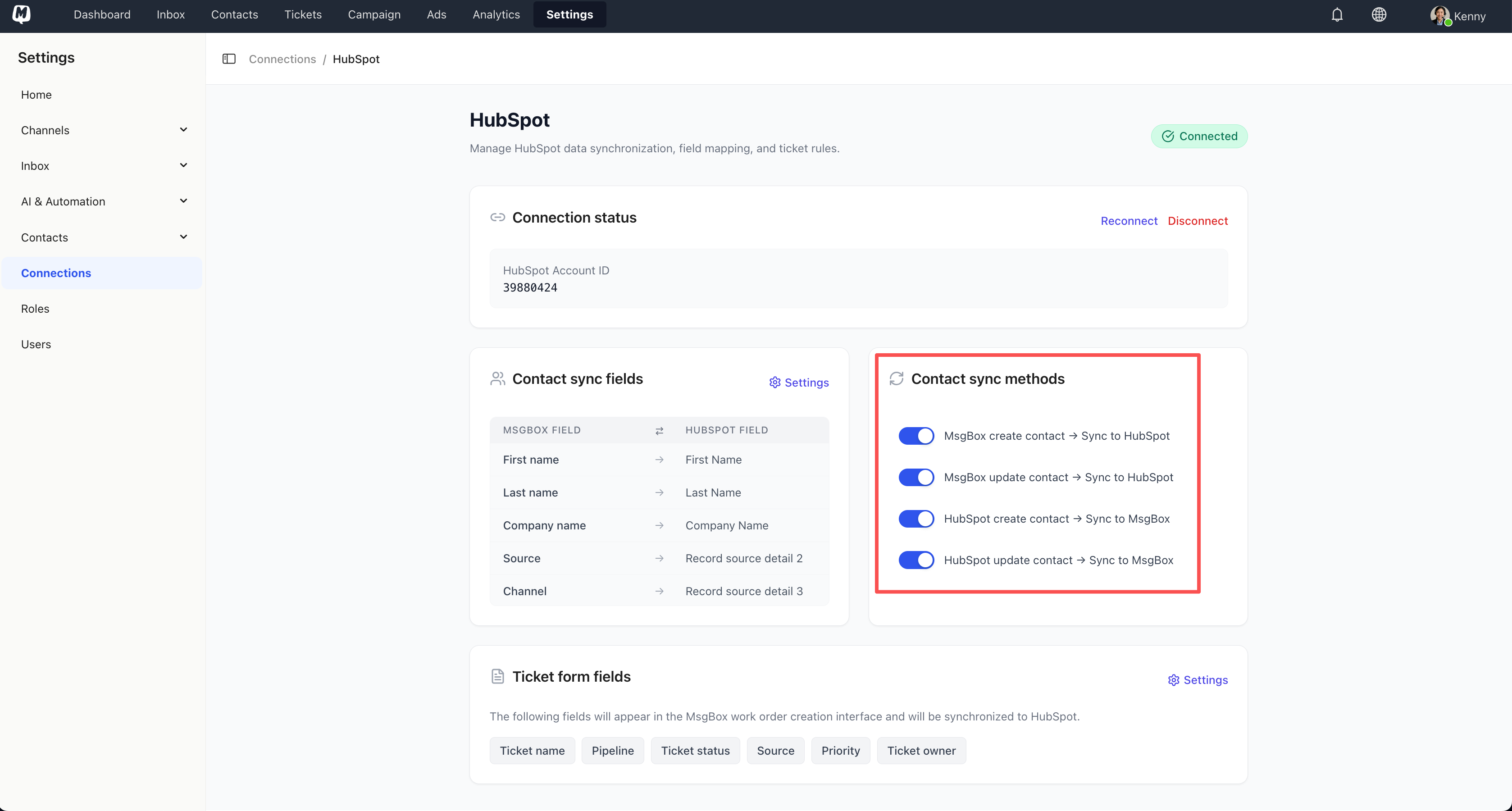 Sync Direction Settings